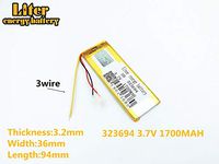 3lines 3.7V4000mAh 323694 Lithium Polymer Ion Rechargeable Battery Lithium Polymer Li-Po Battery for MP4 GPS MP3 Bluetooth Stereo DIY Gift
