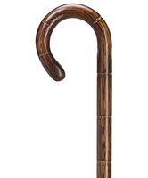 Unisex Round Nose Crook Cane Stepped/Scorched Oak  -Affordable Gift! Item #HAR-9004800