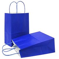AZOWA Gift Bags Large Kraft Paper Bags with Handles (7.5 x 3.9 x 9.8 in, Royal Blue, 12 Pcs)
