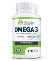 Triple Strength Omega 3 Fish Oil Capsules | High EPA & DHA | 120 Burpless Pills | 1000mg | 100% Natural Essential Fatty Acids | Naturalife Organic Omega-3 Supplement