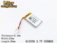3.7V 550mAh 612338 Lithium Polymer Ion Rechargeable Battery Lithium Polymer Li-Po Battery for MP4 GPS MP3 Bluetooth Stereo DIY Gift