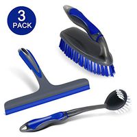 Household Kitchen and Bathroom Cleaning Set with One Window Squeegee One Scrub Brush One Long Handle Brush