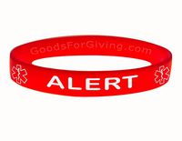 Medical Alert ID Bracelet Wristband - Red - 7 Inches - Youth