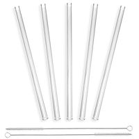 STRAWGRACE Handmade Glass Straws, Straight - independently tested in DE - Set of 5 with 2 Brushes - Glass Drinking Straws, Ideal for Smoothie etc. - 23 cm x 10 mm - Healthy, Reusable, Free of BPA