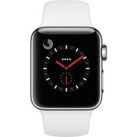 Apple Watch Series 3 (38MM, GPS + Cellular, Stainless Steel Case, White Sport Band)(Renewed)