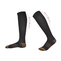 Copper Compression Long Knee High Socks Athletic Medical Pregnancy (3 Pairs)