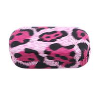 Dolland Metal Contact Lens Case Clamshell Hard Case Leopard Grain Design Glasses Protective Holder Storage Box,Red