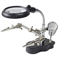 Festnight LED Magnifying Magnifier Glass with Light on Stand Clamp Arm Hands Free Black