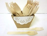 100 Pcs Disposable Wooden Forks Natural Birch Wood Biodegradable Utensils Cutlery Eco-Friendly Green, Suitable for Wedding, Birthday , Other Occasions (Fork, 6.3)