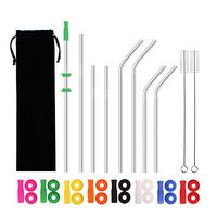 HANTAJANSS Stainless Steel Straws Set of 8 Drinking Straws with Silicone Silencers and Comfort Tips Cover Metal Drink Straw for 30 20 Ounce Tumblers Cleaing Brush Included