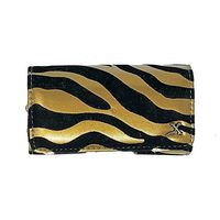 Gold Zebra Print Insulin Pump Carrying Case with Swivel Belt Clip. Size: LX260 (L4.40" X W2.50" X D0.80")