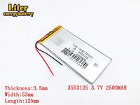 3.7V 2500mAh 3553125 Lithium Polymer Ion Rechargeable Battery Lithium Polymer Li-Po Battery for MP4 GPS MP3 Bluetooth Stereo DIY Gift