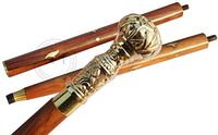 Sara Nautical Brass Handle Walking Stick Sturdy Brown Shaft Wooden Canes Camping & Hiking