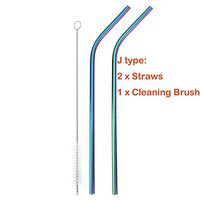 Drinking Straws Reusable Stainless Steel Drinking Straws with Cleaner Brush Tube Straws Wedding Party Drinking Accessories (D 2 straws 1 Brush)