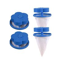 Catcher Filter for Washing Machine, Tuscom Reusable Floating Lint Mesh Bag Hair Filter Net Pouch Grocery Laundry Lint Bag Hair Remover, Pink & Blue (Blue, 4PC)