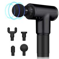 Deep Tissue Massage Gun,Handheld 6 Speeds Percussion Fascial Gun for Pain Relief,Super Quiet Device with 4 Interchangeable Massage Heads (Black)