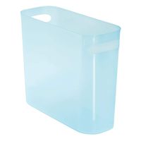 mDesign Slim Plastic Rectangular Small Trash Can Wastebasket, Garbage Container Bin with Handles for Bathroom, Kitchen, Home Office, Dorm, Kids Room - 10" High, Shatter-Resistant - Water Blue