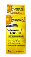 Sunshine Vitamin D-3 2,000IU Healthy and Strong Bones, 60 Tablets