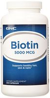 GNC Biotin 5000 MCG, 240 Capsules, Supports Healthy Hair, Skin and Nails