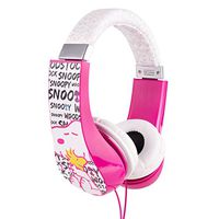 Peanuts HP2-03080 Kid Safe Over-The-Ear Headphone with Volume Limiter, Pink and White by Sakar