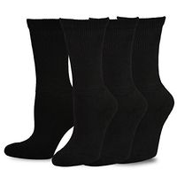 TeeHee Viscose from Bamboo Diabetic Crew Socks 3-Pack (9-11, Black)