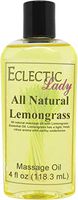 All Natural Lemongrass Massage Oil, 4 oz, 100% Natural Ingredients, With Sweet Almond Oil and Organic Jojoba Oil, Preservative Free