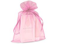 Pack Of 10, Solid Light Pink Organza Sheer Bags W/Coordinating Satin Drawstrings 8 x 11" 100% Nylon