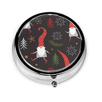 Christmas Hat Custom Fashion Round Pill Box Compact 3 Space Tablet Holder Pocket Purse Organizer Case Decoration Box