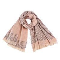 Theoylos Women's Long Plaid Soft Blanket Thicken Warm Lattice Shawl Wraps Ladies Grid Scarves Winter Tassel Scarf Pink