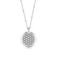 MESINYA Small(25mm) Essential Oil Diffuser Necklace Aroma Magnetic Locket Pendant With 20'' Ball Station Chain&Pads (Seed Of Life 1'')
