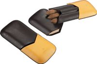 Visol Products VCASE508A "Isaiah" Brown and Yellow Leather 3-Finger Cigar Case