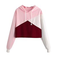 HNTDG Womens Stitching Long Sleeve Hoodie Sweatshirt Loose Drawstring Pullover Hoodies Pink
