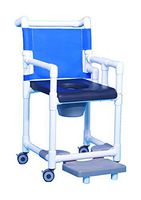 Closed Front Seat PVC Rolling Deluxe Shower Chair Commode w/Left Drop Arm and Slideout Footrest SCC767N-17