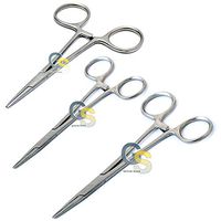 G.S Set of 3 PCS Dog CAT PET Hair Puller Remover Stainless Steel HEMOSTAT Locking Forceps 5" & 5.5" & 6.25" Straight Full Serrated