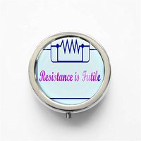 RhyNSky Resistance is Futile Mini Portable Pocket Purse Pill Box Case Pillbox, 3 Compartments, Silvery, 426