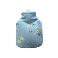 Simple Small Cute Warm 0.3 L Hot Water Bottle with Fabric Cover, Light Blue (Flowers)