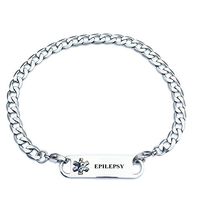 Pre-Engraved Curb Link"Epilepsy" Medical ID Bracelets for Women.