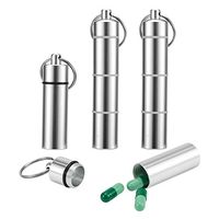 ANPHSIN 4 Pack Aluminum Keychain Pill Holder Container- Single and 3 Compartment Waterproof Pill Cases Portable Drug Container Pill Organizer with Keychain for Outdoor, Traveling, Camping, Vacation