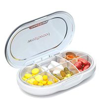 Travel Pill Box, LifeEasier Portable BPA Free Tritan Weekly Fish Oil Supplements Vitamin Pills Medicine Pocket Organizer Case with 6 Compartments for Hiking and Camping Outdoors Sports (White)