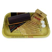 Sky High's Poppin Cones and All You Need Accessories from Raw - Pop Top Container, Cones, Rolling Tray, Loader, and Ashtray Plus 2 Bonus Glass Filters. 6 Items & 20 Pre-Rolled Cones.