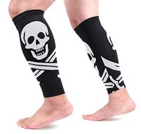 LEVEIS Pirate Skull Calf Compression Sleeves 1 Pair, Leg Performance Support for Shin Splint Calf Pain Relief Men & Women Guards Sleeves for Running Cycling