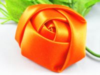 Wholesale 14pcs Big Satin Ribbon Rose Flower DIY Craft Appliques (Orange)