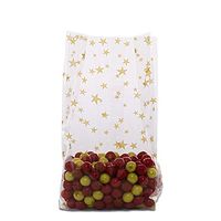 Excellent Gold Celestial Stars 4x2x9" Medium Cello Cellophane Party Treat Food Snack Bags (100)