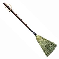Authentic Hand Made All Broomcorn 34-Inch Utility Broom, Short Handle Small Broom Head (Oak Handle)
