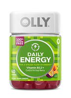 OLLY Daily Energy Gummy, 30 Day Supply (60 Gummies), Tropical Passion, Vitamin B12, CoQ10, Goji Berry, Caffeine Free, Chewable Supplement