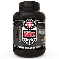 Driven WHEY- Grass Fed Whey Protein Powder: Delicious, Clean Protein Shake- Improve Muscle Recovery with 23 Grams of Protein with Added BCAA and Digestive Enzymes (Cinnamon Roll, 5 lb)