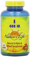 Nature's Life E, D-Alpha and Mixed Tocopherols 400 IU Softgels, 250 Count