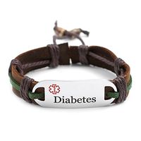 StickyJ Diabetes Medical Leather/Hemp Bracelet