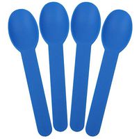 [25 Count] Blue Heavy Duty Plastic Spoons - Disposable Frozen Yogurt Ice Cream Spoons - Frozen Dessert Supplies