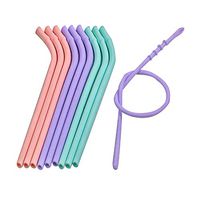 9cs Silicone Collapsible Straws - Dishwasher Food Grade Flexible Curved Drinking Straws for Hot & Cold Drinks